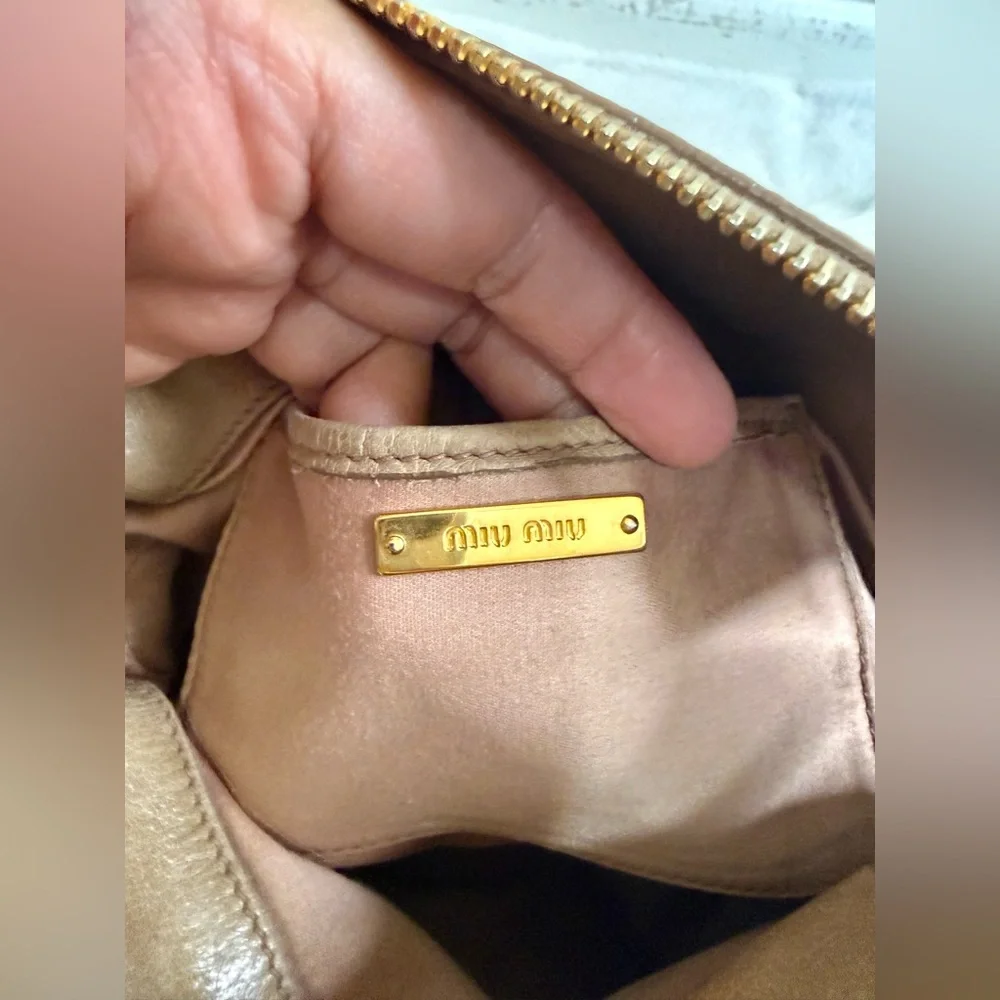 Miu Miu Beige Leather Satchel with Gold Hardware - Picture 9 of 13